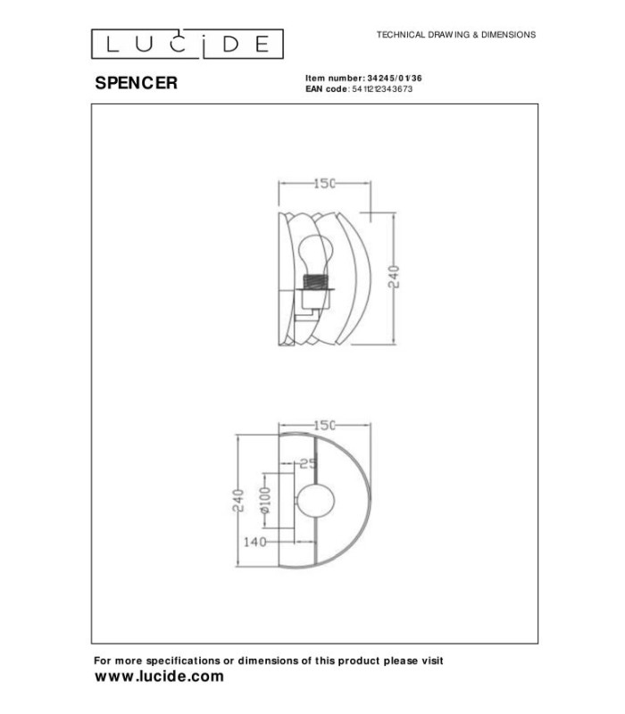 SPENCER - Wall light - 1xE27 - Grey-6