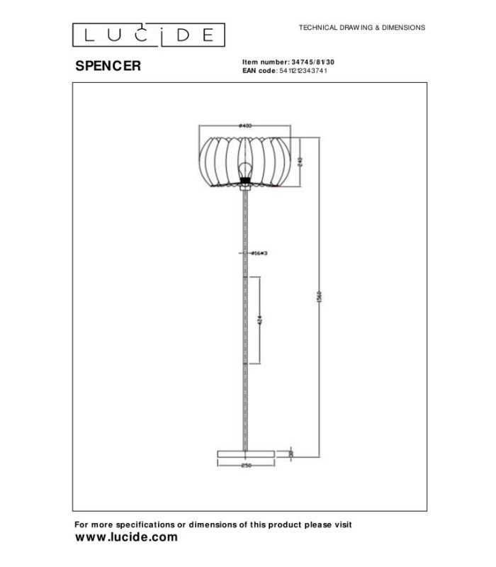 SPENCER - Floor lamp - 40 cm - 1xE27 - Black-6