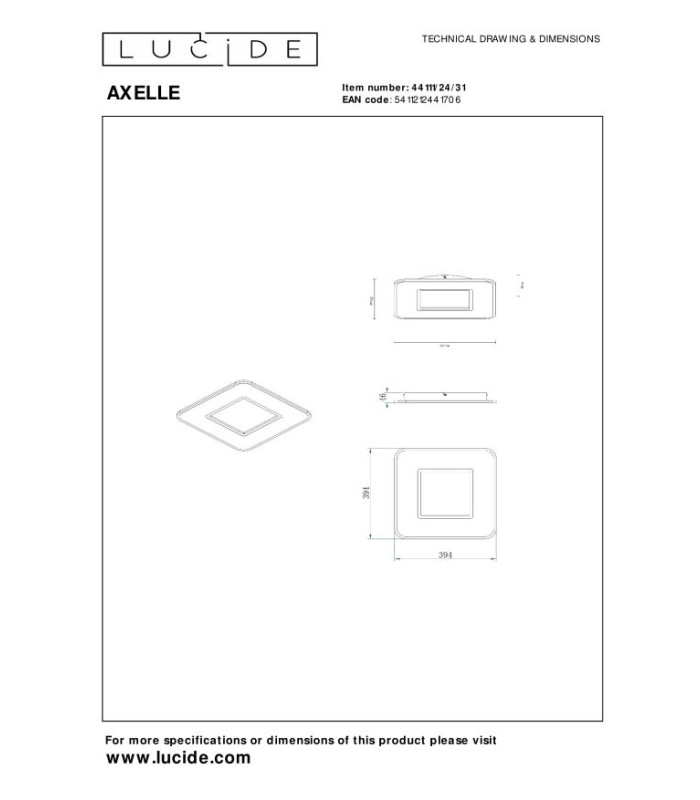 AXELLE - Flush ceiling light - LED Dim. - 1x24W 2700K - 3 StepDim - White-7