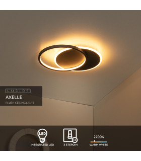 AXELLE - Flush ceiling light - LED Dim. - 1x24W 2700K - 3 StepDim - Black-2