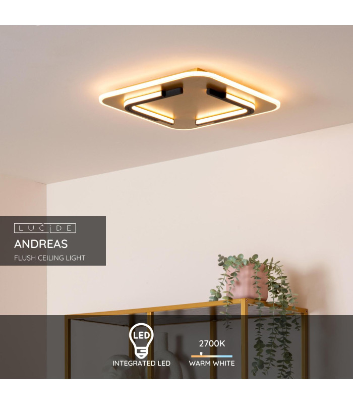 ANDREAS - Flush ceiling light - LED - 1x30W 2700K - Matt Gold / Brass-2
