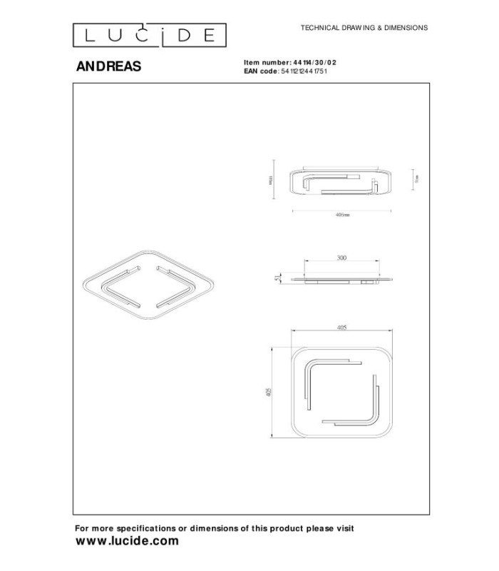 ANDREAS - Flush ceiling light - LED - 1x30W 2700K - Matt Gold / Brass-7