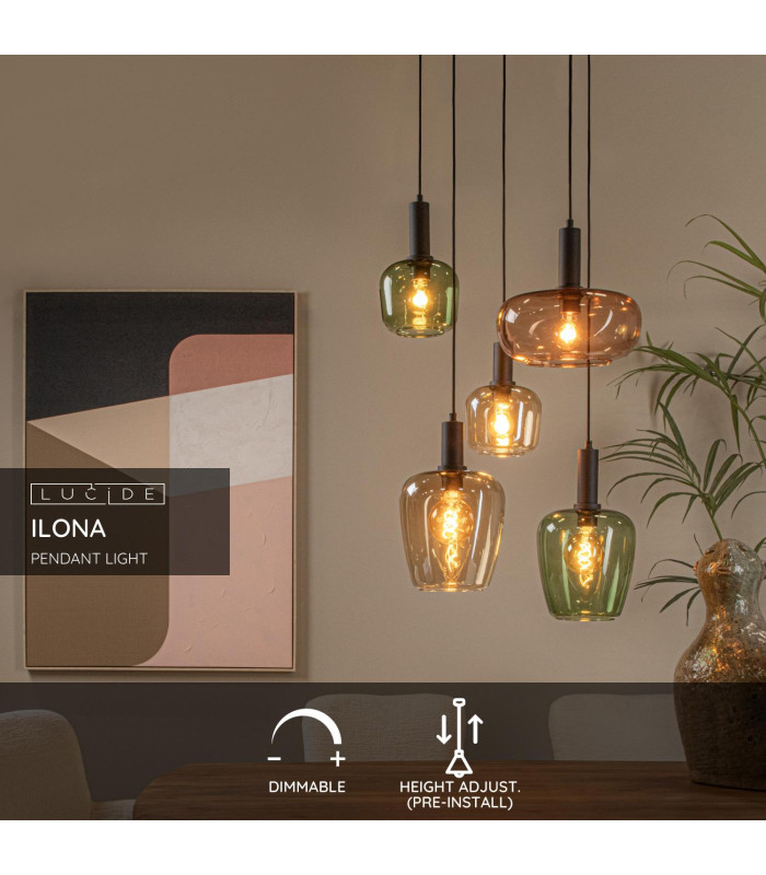 ILONA - Pendant light - 5xE27 - Black-2