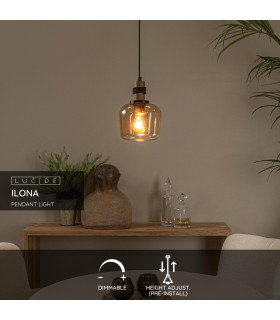ILONA - Pendant light - 18 cm - 1xE27 - Amber-2