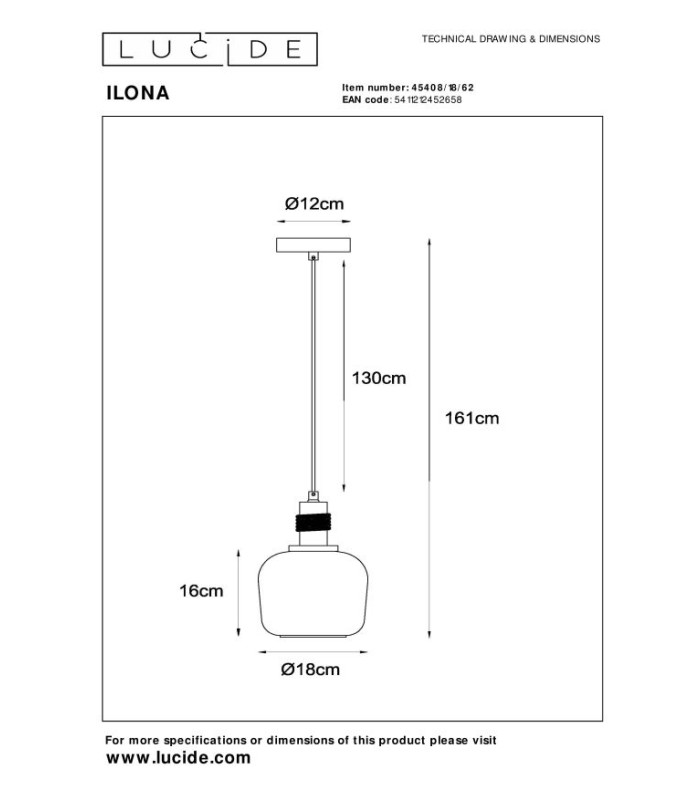 ILONA - Pendant light - 18 cm - 1xE27 - Amber-10