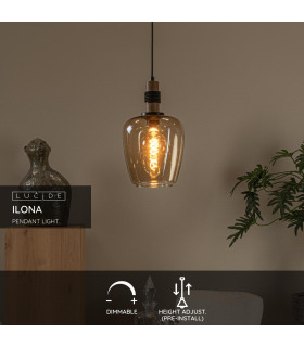 ILONA - Pendant light - 22 cm - 1xE27 - Amber-2