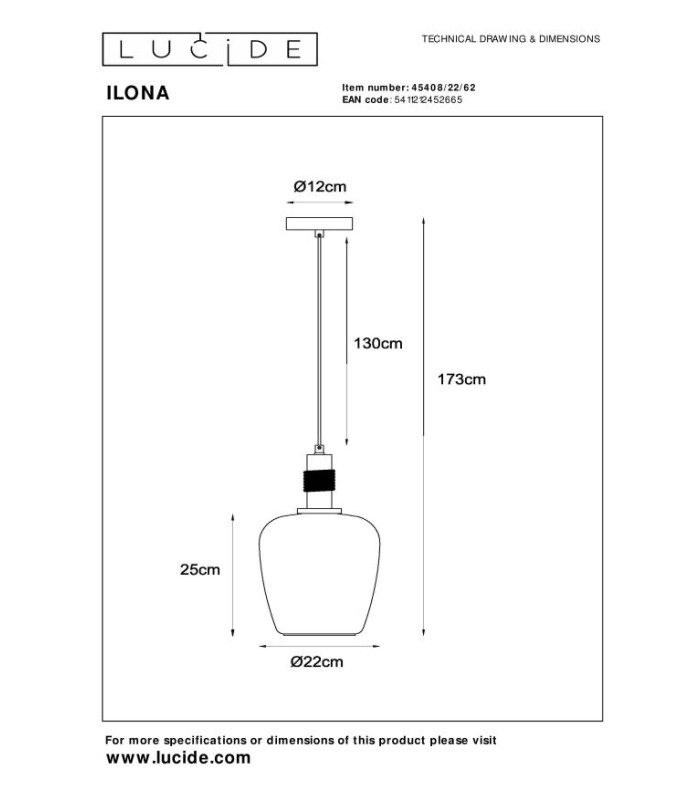 ILONA - Pendant light - 22 cm - 1xE27 - Amber-10