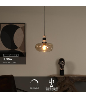 ILONA - Pendant light - 30 cm - 1xE27 - Amber-2