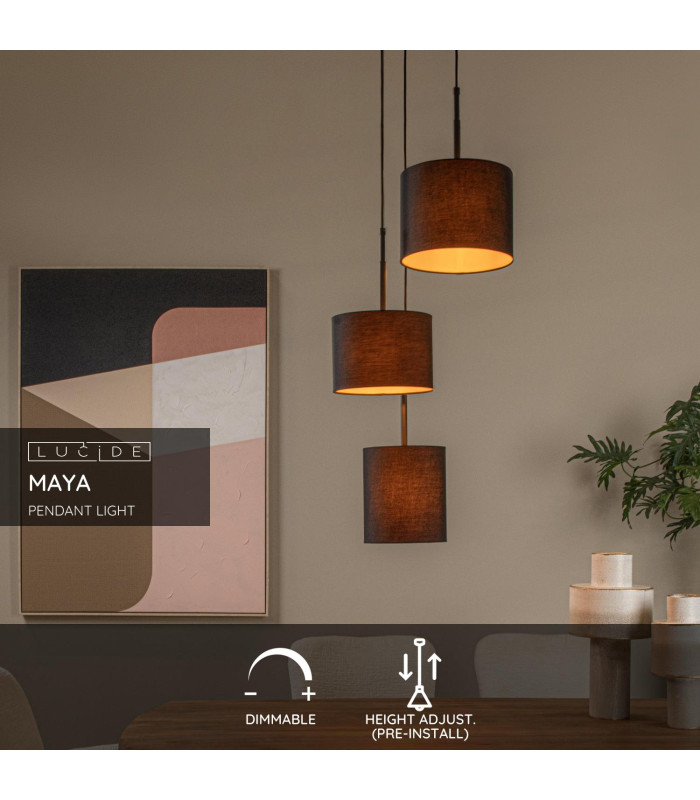 MAYA - Pendant light - 46 cm - 3xE27 - Black-2