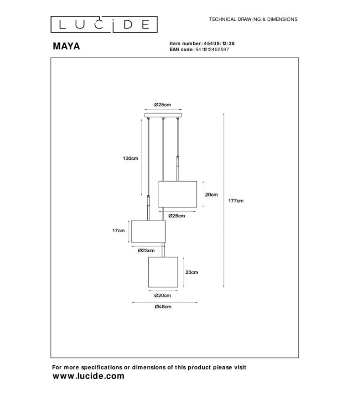 MAYA - Pendant light - 46 cm - 3xE27 - Black-9
