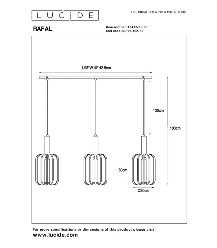 RAFAL - Pendant light - 3xE27 - Grey-11