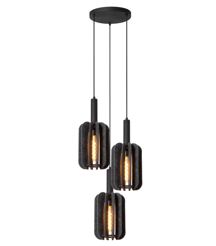 RAFAL - Pendant light - 50 cm - 3xE27 - Grey-1