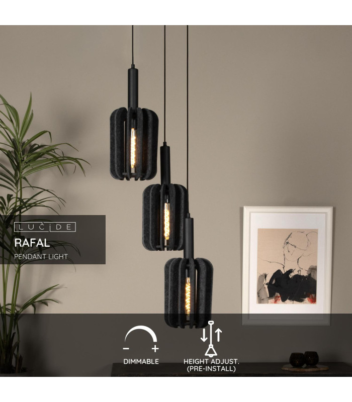 RAFAL - Pendant light - 50 cm - 3xE27 - Grey-2