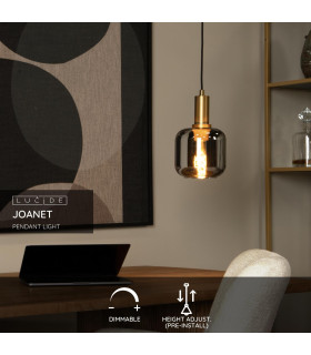 JOANET - Pendant light - 16 cm - 1xE27 - Smoke Grey-2
