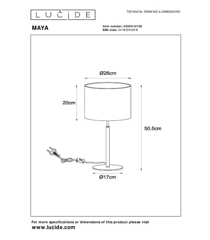 MAYA - Table lamp - 26 cm - 1xE27 - Cream-5