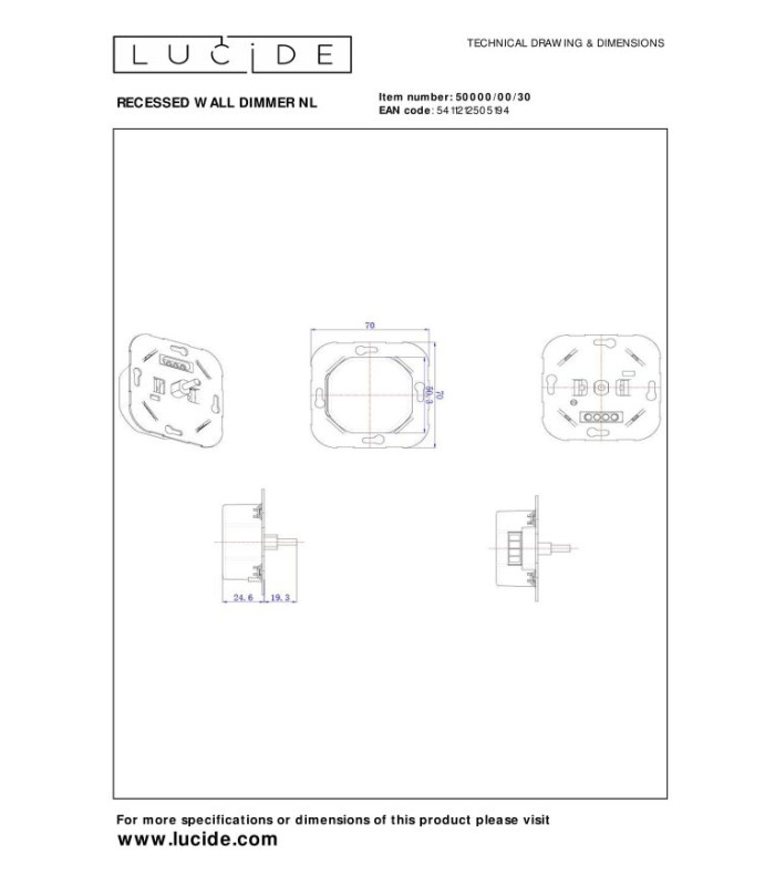RECESSED WALL DIMMER NL - Dimmer - 300 Watt 230V - Black-3