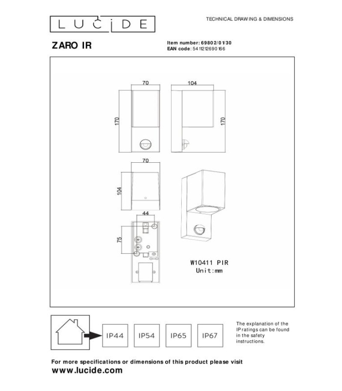 ZARO IR - Wall spotlight Outdoor - 1xGU10 - IP65 - Black-5