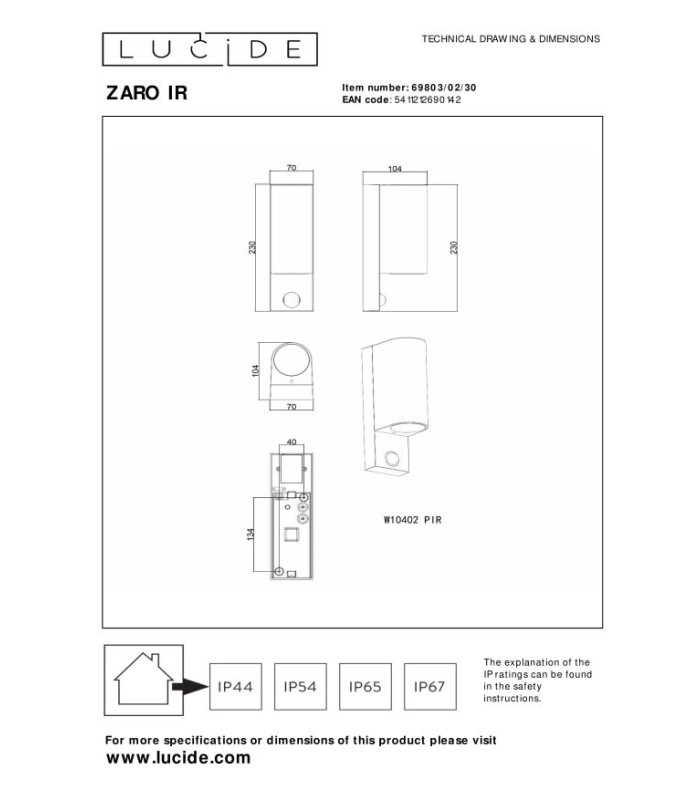 ZARO IR - Wall spotlight Outdoor - 2xGU10 - IP65 - Black-6