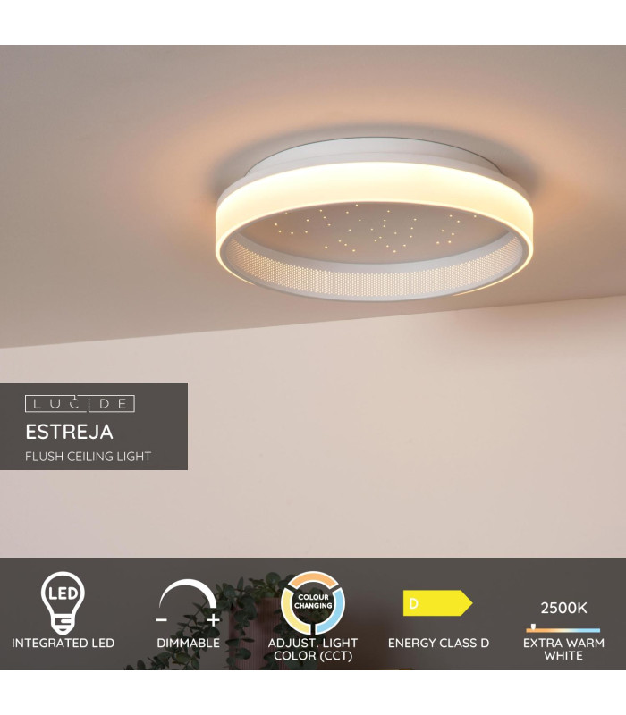 ESTREJA - Flush ceiling light - 40 cm - LED Dim. - 2500K/3000K - White-3
