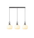 Yorktown Linear 3 Light Pendant E27 Aged Pewter/Matt Black 30cm Pumpkin Shaped Ribbed Opal Glass-1