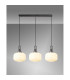 Yorktown Linear 3 Light Pendant E27 Aged Pewter/Matt Black 30cm Pumpkin Shaped Ribbed Opal Glass-3