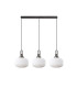 Yorktown Linear 3 Light Pendant E27 Aged Pewter/Matt Black 30cm Pumpkin Shaped Ribbed Opal Glass-4