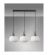 Yorktown Linear 3 Light Pendant E27 Aged Pewter/Matt Black 30cm Pumpkin Shaped Ribbed Opal Glass-11