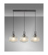 Yorktown Linear 3 Light Pendant E27 Aged Pewter/Matt Black 30cm Pumpkin Shaped Ribbed Clear Glass-3