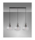 Yorktown Linear 3 Light Pendant E27 Aged Pewter/Matt Black 30cm Pumpkin Shaped Ribbed Clear Glass-11