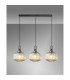 Yorktown Linear 3 Light Pendant E27 Aged Pewter/Matt Black 30cm Pumpkin Shaped Ribbed Champagne Glass-3
