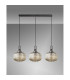 Yorktown Linear 3 Light Pendant E27 Aged Pewter/Matt Black 30cm Pumpkin Shaped Ribbed Champagne Glass-11