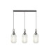 Yorktown Linear 3 Light Pendant 20cm Tubular Ribbed Glass Aged Pewter/Matt Black Clear-1
