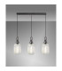Yorktown Linear 3 Light Pendant 20cm Tubular Ribbed Glass Aged Pewter/Matt Black Clear-3