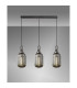 Yorktown Linear 3 Light Pendant 20cm Tubular Ribbed Glass Aged Pewter/Matt Black Smoked-3