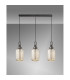 Yorktown Linear 3 Light Pendant 20cm Tubular Ribbed Glass Aged Pewter/Matt Black Champagne-11