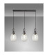 Yorktown Linear 3 Light Pendant 20cm Almond Ribbed Glass Aged Pewter/Matt Black Clear-3