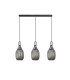 Yorktown Linear 3 Light Pendant 20cm Almond Ribbed Glass Aged Pewter/Matt Black Smoked-1
