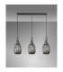 Yorktown Linear 3 Light Pendant 20cm Almond Ribbed Glass Aged Pewter/Matt Black Smoked-3