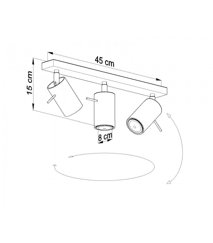 3 Light Spotlight Bar Grey, GU10 - 2