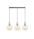Yorktown Linear 3 Light Pendant E27 Antique Silver/Matt Black 30cm Pumpkin Shaped Ribbed Opal Glass-1