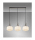 Yorktown Linear 3 Light Pendant E27 Antique Silver/Matt Black 30cm Pumpkin Shaped Ribbed Opal Glass-3