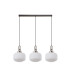 Yorktown Linear 3 Light Pendant E27 Antique Silver/Matt Black 30cm Pumpkin Shaped Ribbed Opal Glass-4