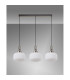 Yorktown Linear 3 Light Pendant E27 Antique Silver/Matt Black 30cm Pumpkin Shaped Ribbed Opal Glass-11