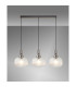Yorktown Linear 3 Light Pendant E27 Antique Silver/Matt Black 30cm Pumpkin Shaped Ribbed Clear Glass-3