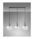 Yorktown Linear 3 Light Pendant E27 Antique Silver/Matt Black 30cm Pumpkin Shaped Ribbed Clear Glass-11