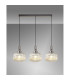 Yorktown Linear 3 Light Pendant E27 Antique Silver/Matt Black 30cm Pumpkin Shaped Ribbed Champagne Glass-3