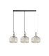 Yorktown Linear 3 Light Pendant E27 Antique Silver/Matt Black 30cm Pumpkin Shaped Ribbed Champagne Glass-4