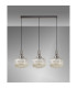 Yorktown Linear 3 Light Pendant E27 Antique Silver/Matt Black 30cm Pumpkin Shaped Ribbed Champagne Glass-11