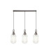 Yorktown Linear 3 Light Pendant 20cm Tubular Ribbed Glass Antique Silver/Matt Black Clear-1
