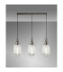 Yorktown Linear 3 Light Pendant 20cm Tubular Ribbed Glass Antique Silver/Matt Black Clear-3